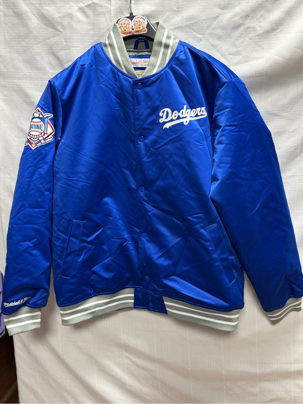 Los Angeles Dodgers Mitchell And Ness Heavyweight Snap Satin Quilted Jacket